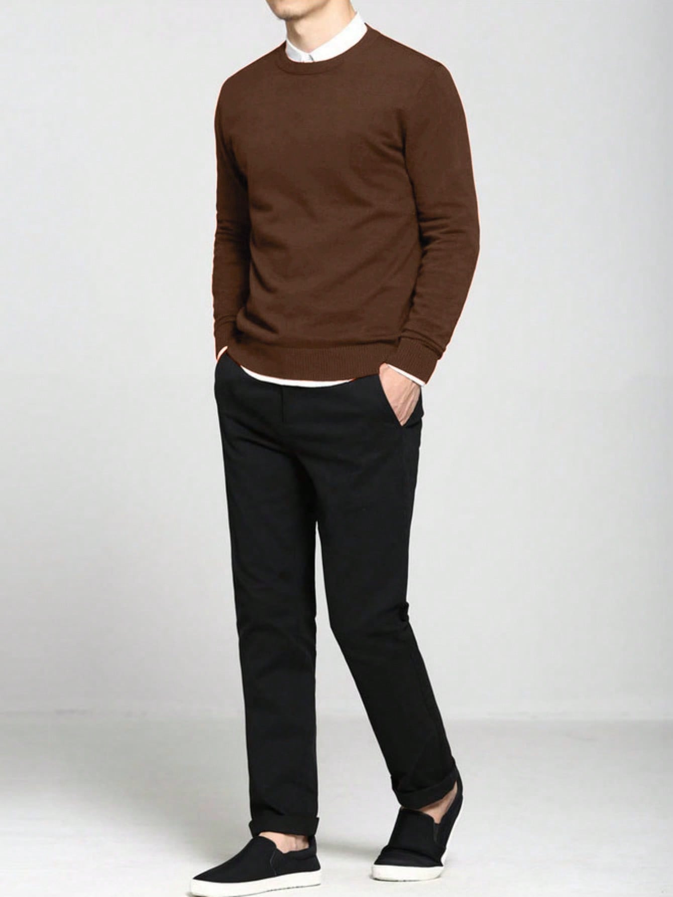 Men Solid Round Neck Sweater