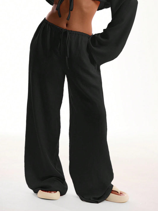 Tie Front Linen Feel Beach Trouser