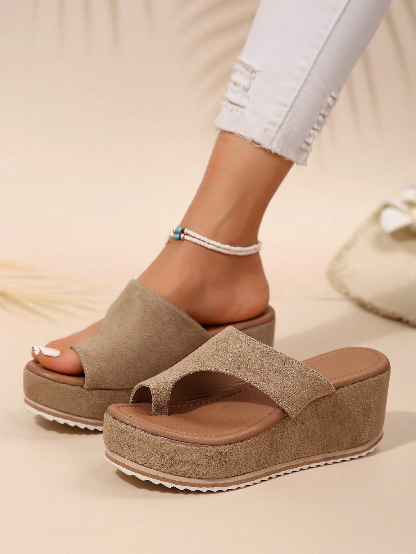 Women's Wedge Heel Thick Sole Comfortable Sandals, Slippers, Thick-Soled Shoes, Ladies' Summer Shoes, Comfortable Wedge Heel Shoes