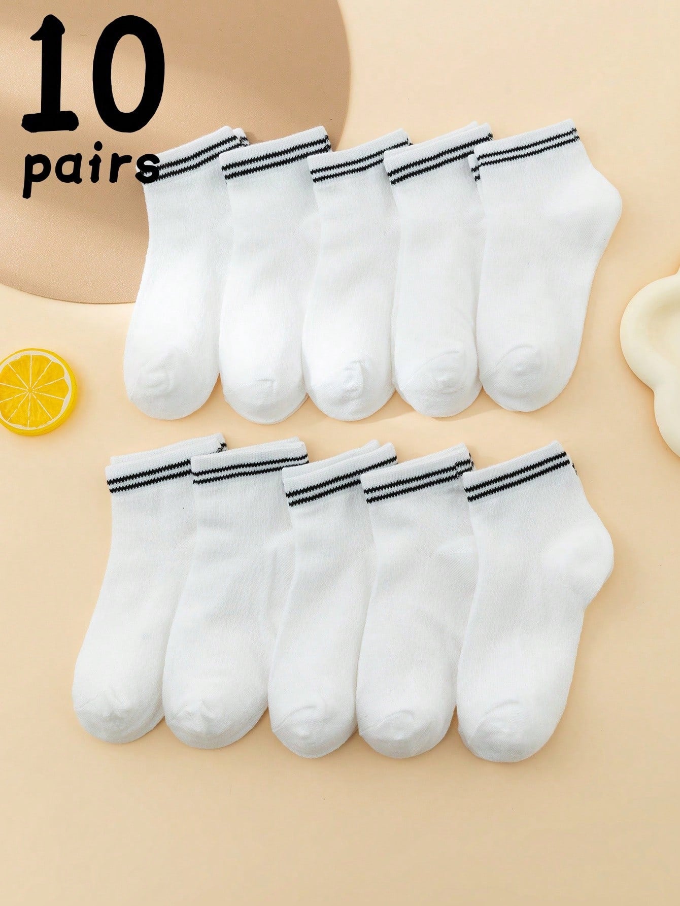 10pairs Kids Striped Pattern Casual Crew Socks For Daily Life