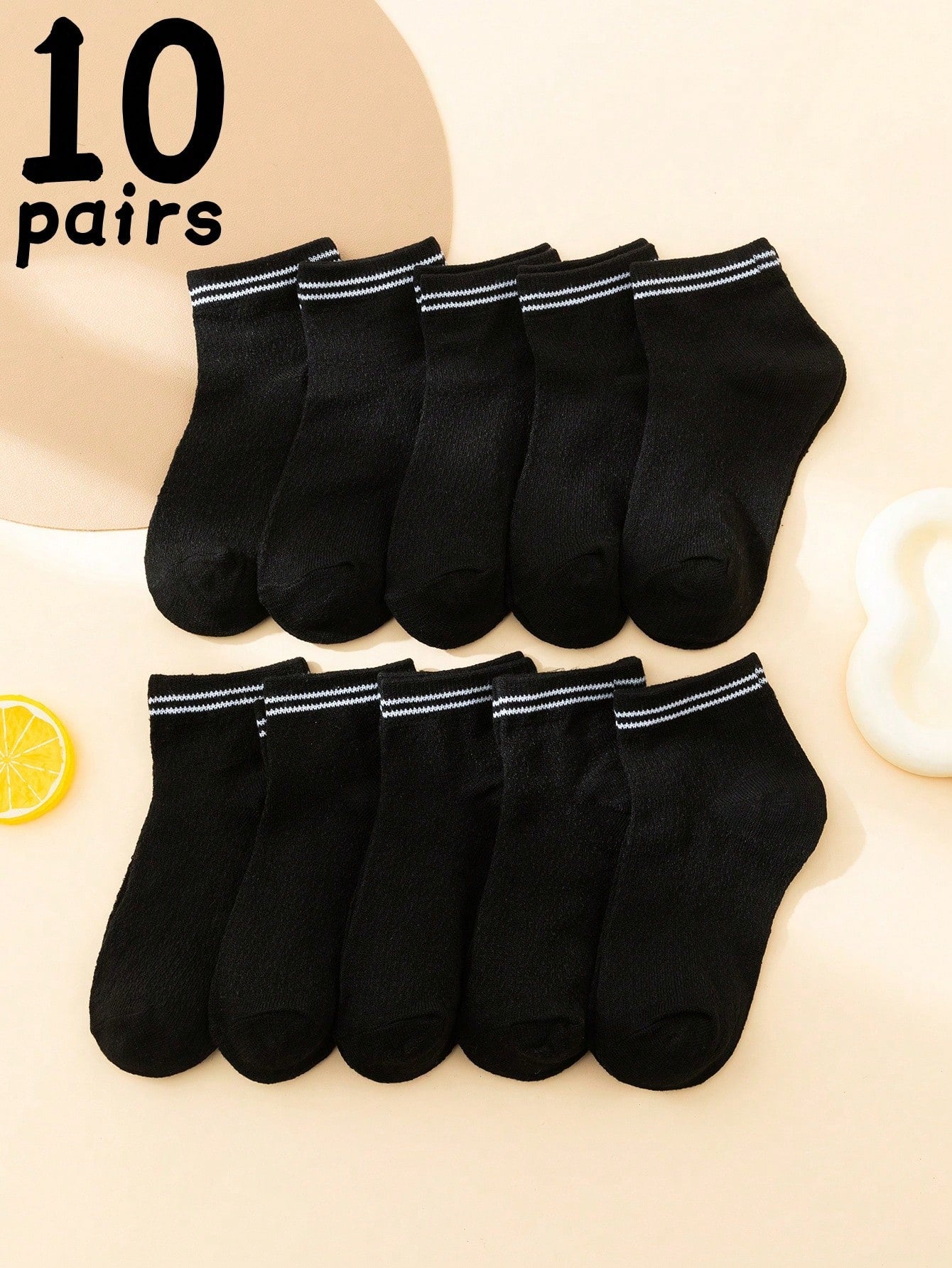 10pairs Kids Striped Pattern Casual Crew Socks For Daily Life