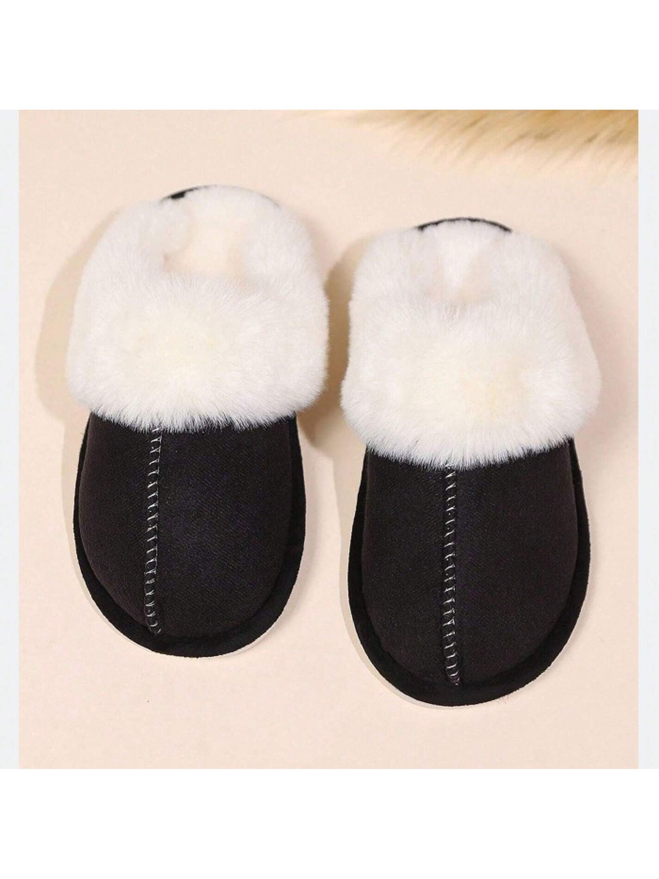 Women's Plush Lined Slippers, Wool Fluffy Moccasins,Outdoor Indoor Dual Use Slippers