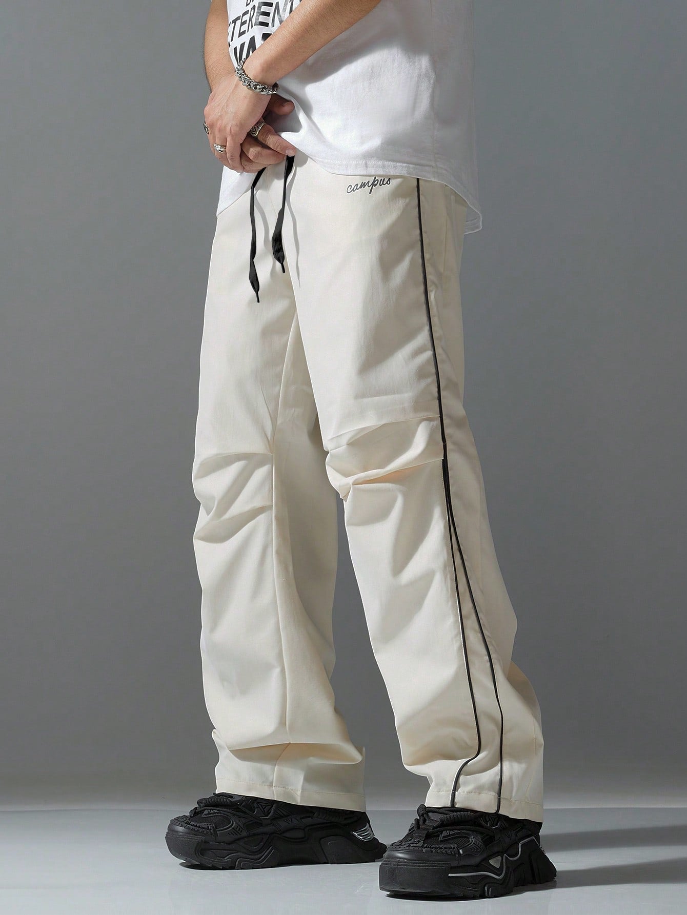 Men's Simple Bordered Casual Daily Drawstring Pants