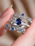 3 Pcs/Set Kids Elegant Cubic Zirconia Rings For Girls For Birthday Gifts For Party Jewelry Daily Decoration
