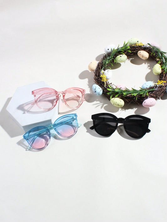 1 Pair Kids Oval Gradient Color Fashion Sunglasses For Boys & Girls