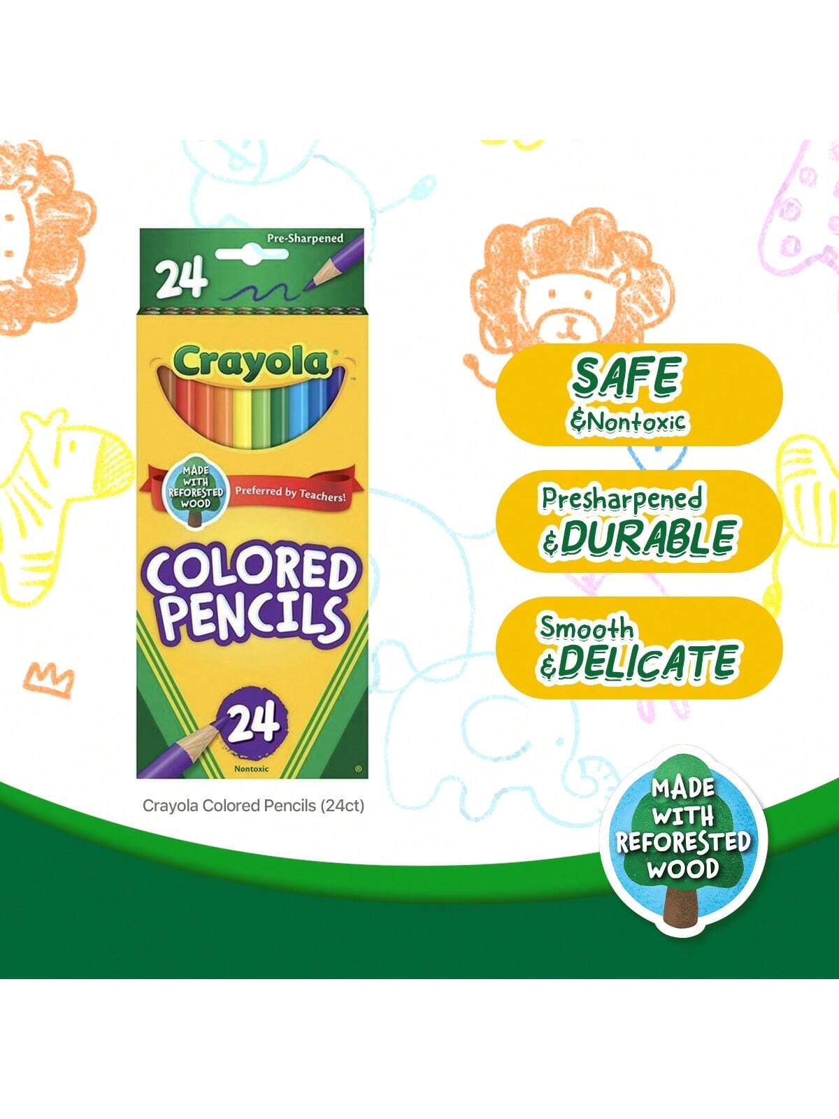 Crayola Colored Pencils, Assorted Colors, Pre-Sharpened, Adult Coloring, 24 Count, Gift