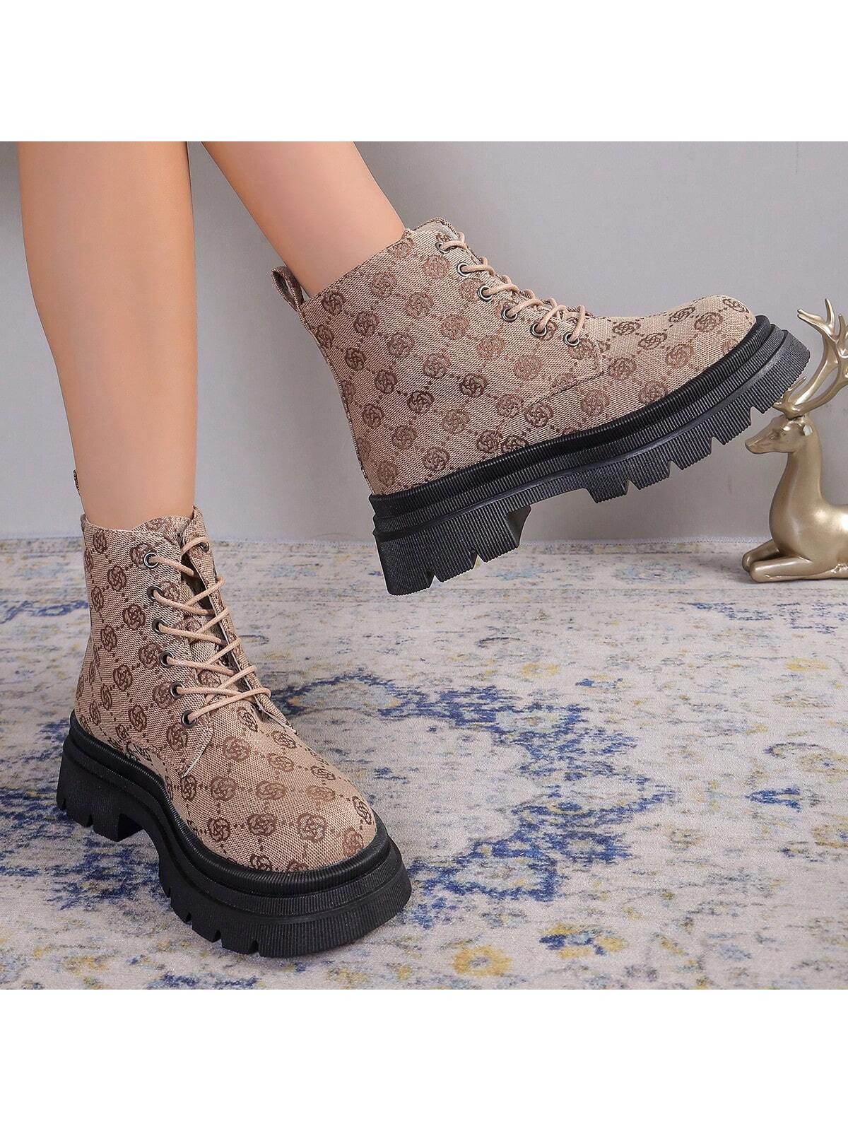 Women's Round Toe Fashionable Simple & Vintage Thick-Sole Boots