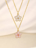 2colors Exquisite Fashion Five-Petal Flower Charm Girls Summer Clavicle Necklace For Kids Sweet Cute Street Accessory Gift For Daily Life