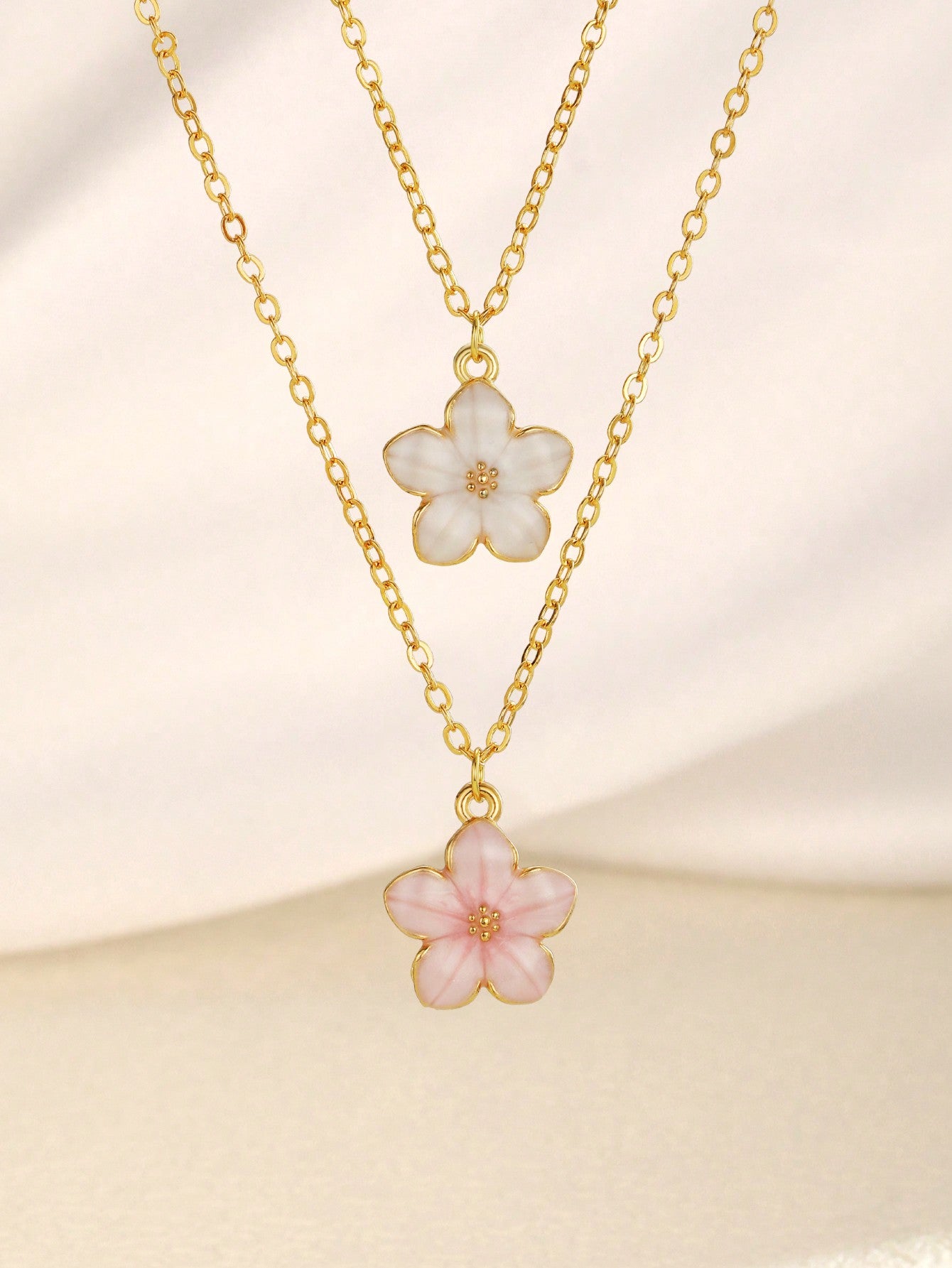 2colors Exquisite Fashion Five-Petal Flower Charm Girls Summer Clavicle Necklace For Kids Sweet Cute Street Accessory Gift For Daily Life