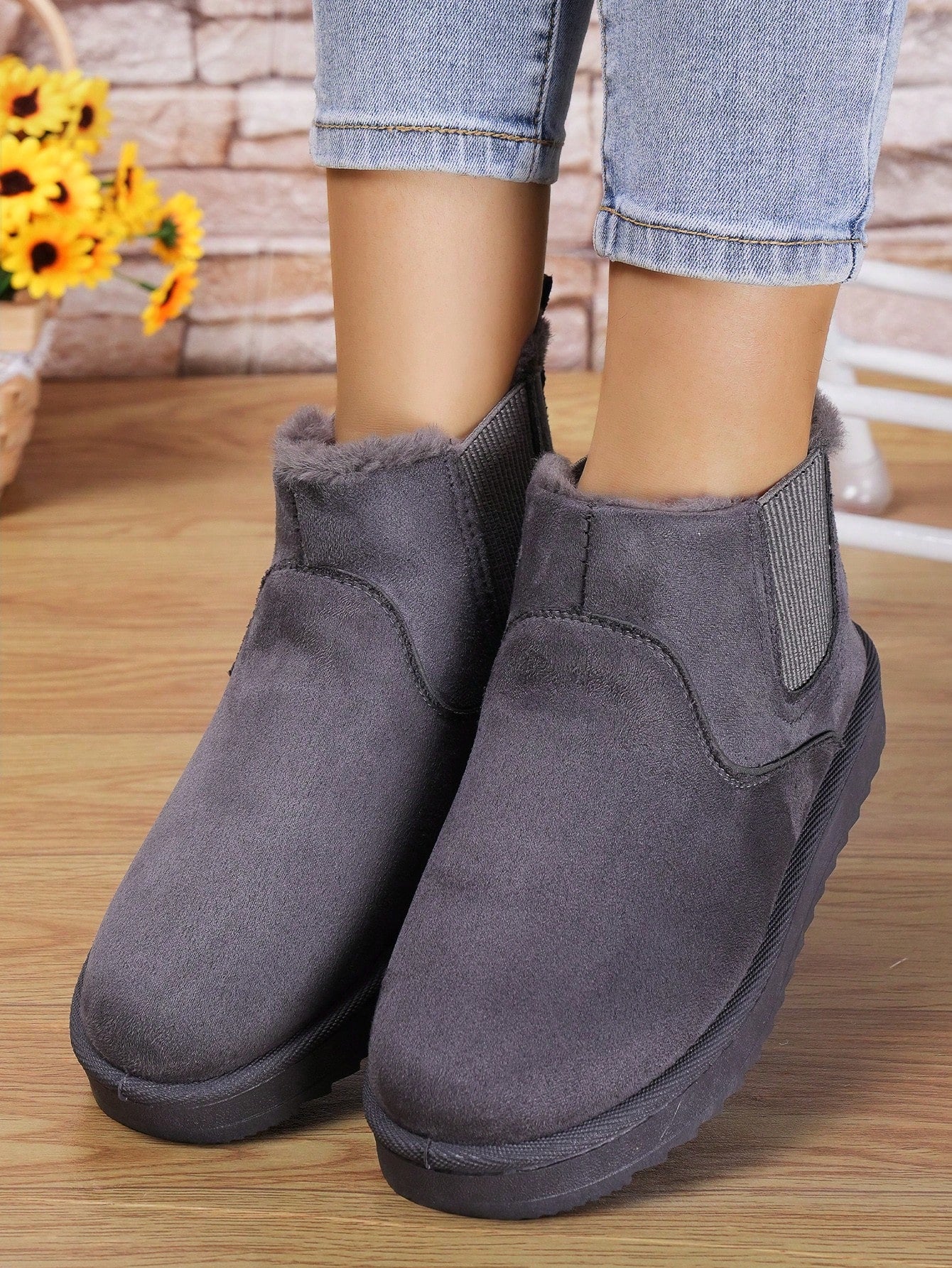 Women's Fleece Lined Ankle & Short Boots, Winter Warm Shoes