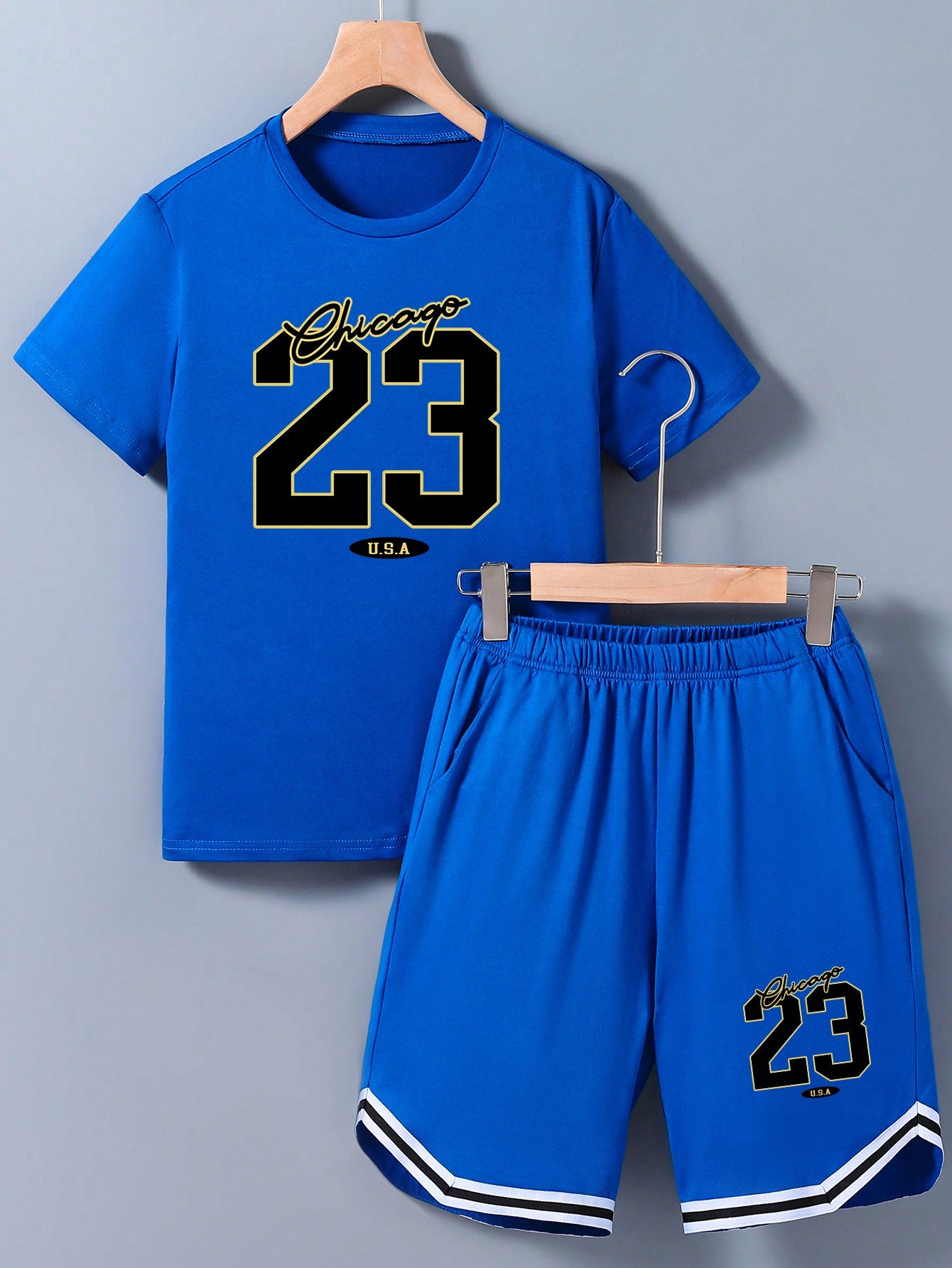 Tween Boy Sports Outfits 2pcs/Set, Summer, For Big Kids, Casual Digital Printed Set