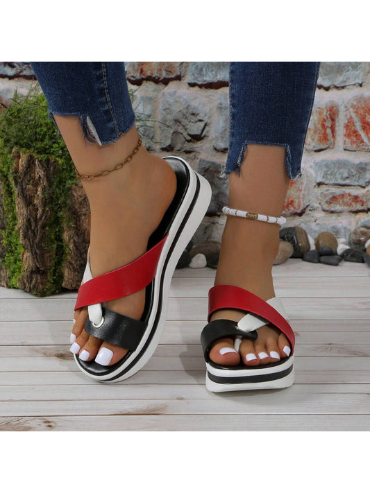 New Women's Flat Wedge Sandals, Summer Lady Comfortable Flip-Flops, Lightweight Casual Open Toe Slippers