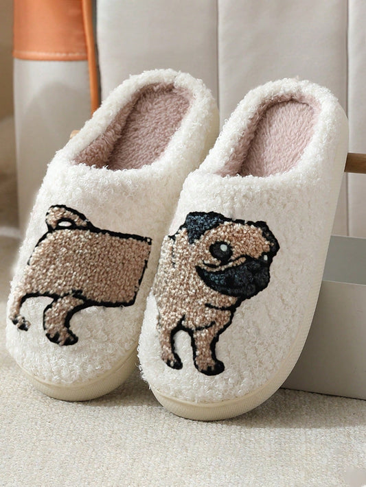 New European And American Style Embroidered Fabric Pet Cat & Dog Unisex Slippers, Winter Indoor Home Shoes