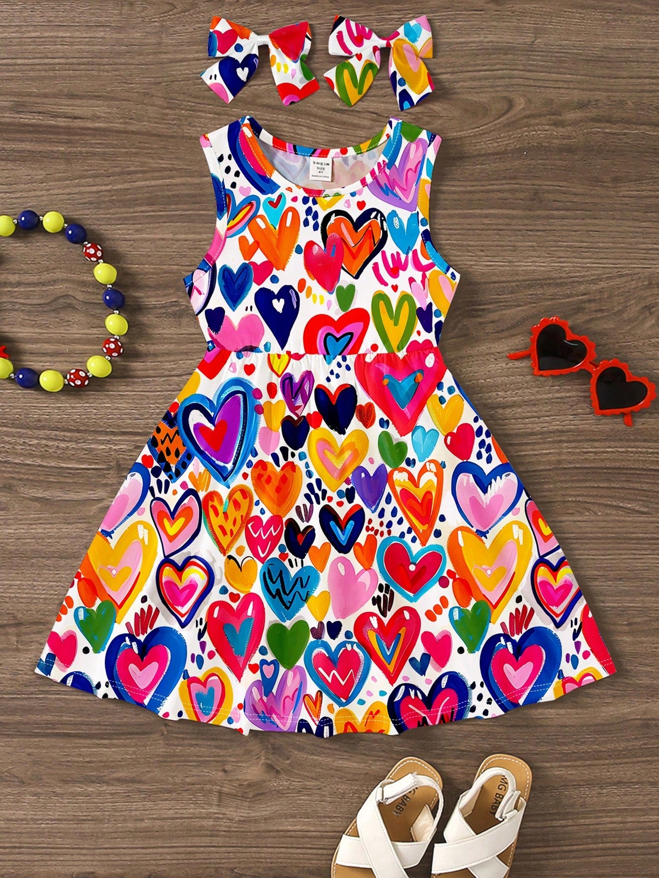 Young Girl Casual Colorful Plaid Pattern Tank Dress, Summer Outfit