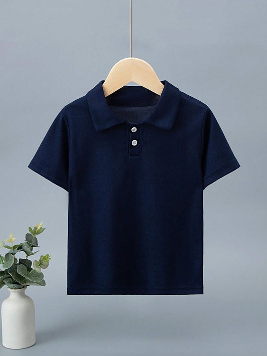 Young Boy Summer Polo Shirt, Casual Breathable Short Sleeve T-Shirt, Kids' Tops For Medium And Large Children