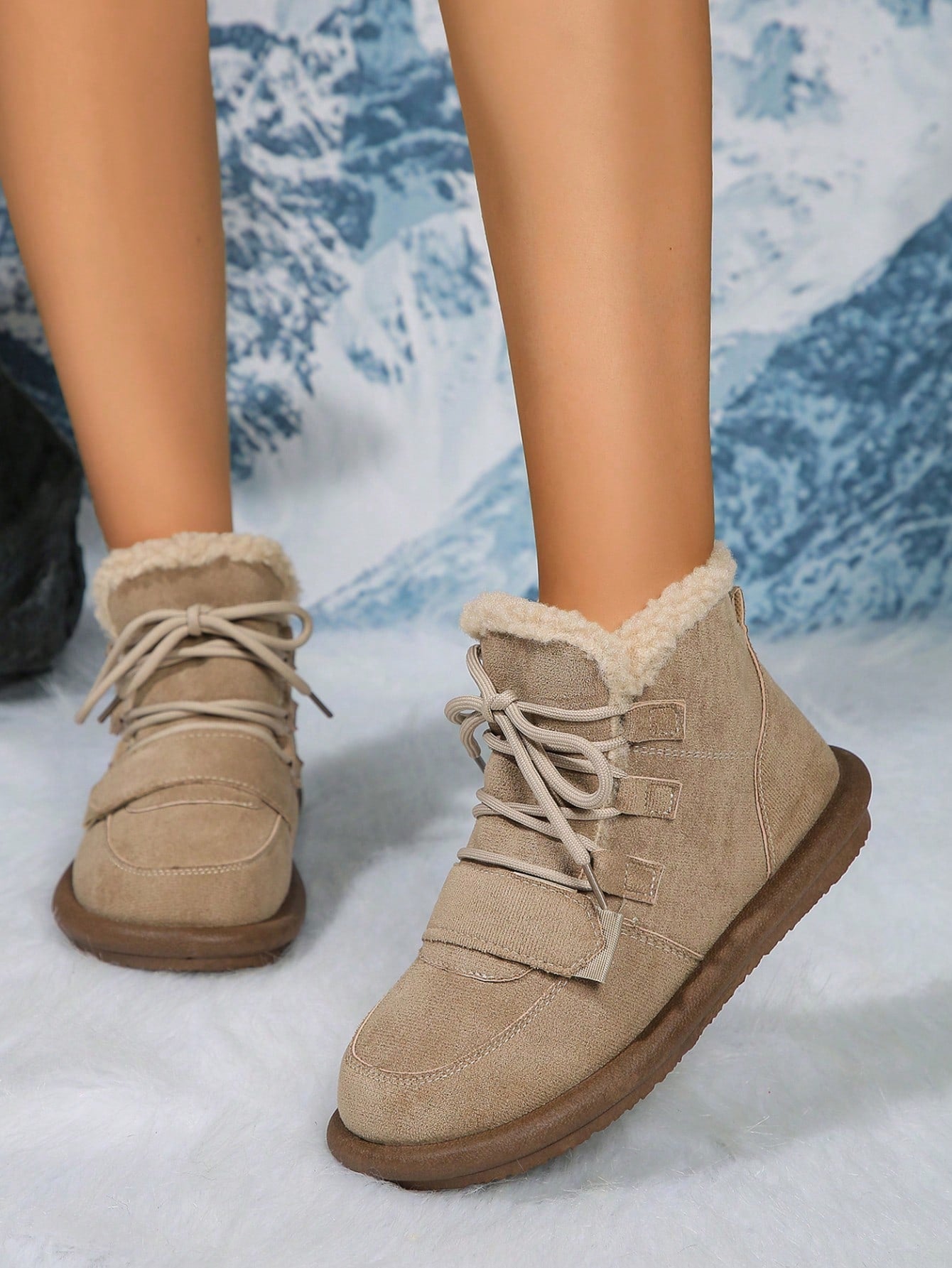 New Arrival Winter Fashion Warm Snow Boots Retro Lace-Up Soft Bottom Slip-Resistant Short Boots