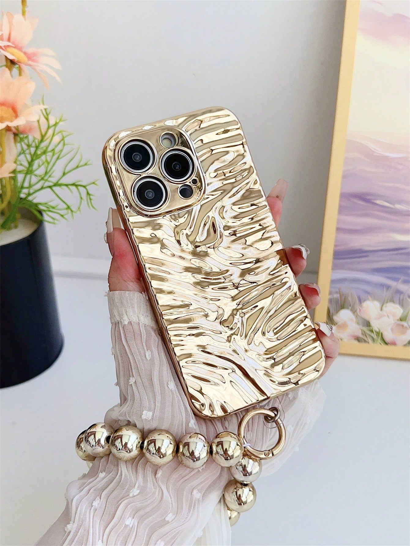 Electroplated Wavy Solid Color TPU Soft Phone Case, Shockproof, Sweatproof, Fingerprint-Resistant, Wear-Resistant, Fade-Resistant, Compatible With IPhone