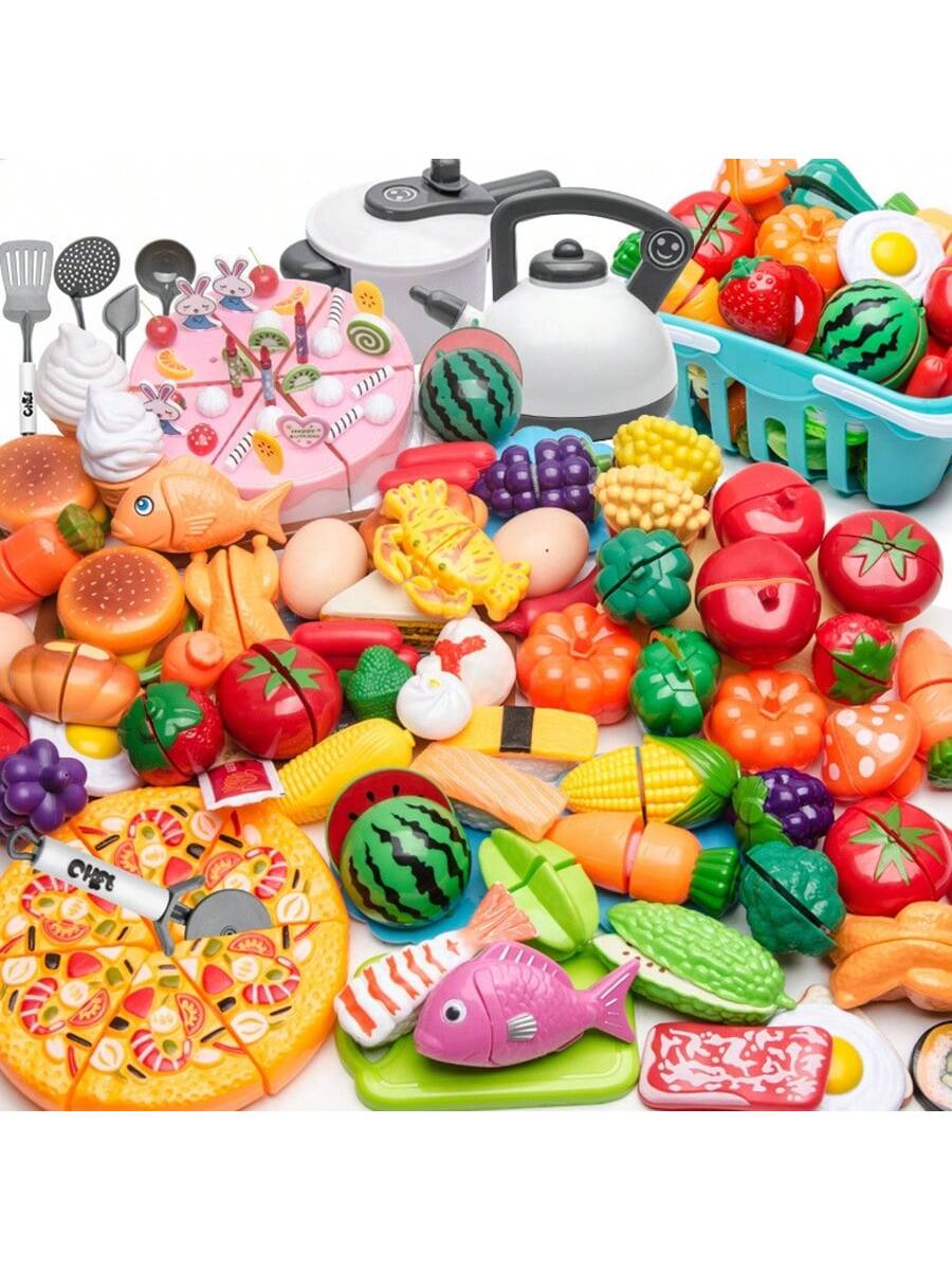 28pcs Kids Pretend Play Cutting Fruit Vegetable Pizza Cooking Toy Set