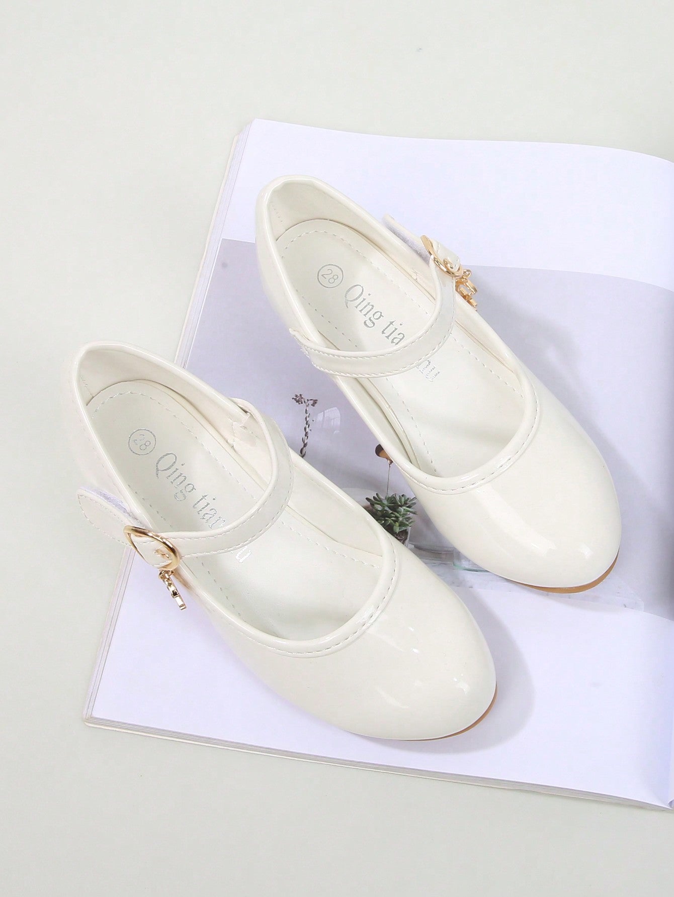 Girls' Princess Style High Heel Leather Shoes, Spring/Autumn Korean Style Crystal Shoes For Girls Performance