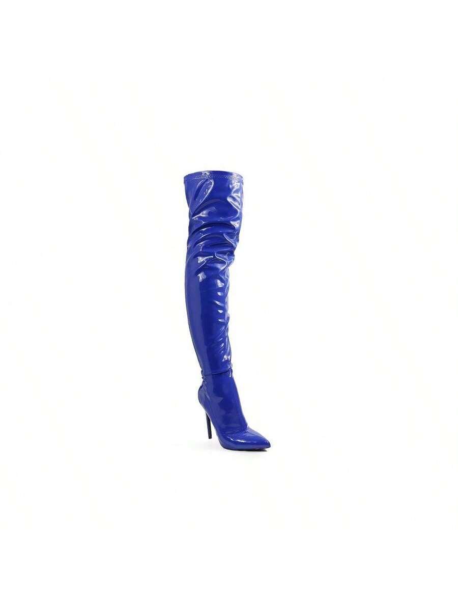 Liliana Gisele-7A Over The Knee Thigh High Shiny Patent Boots