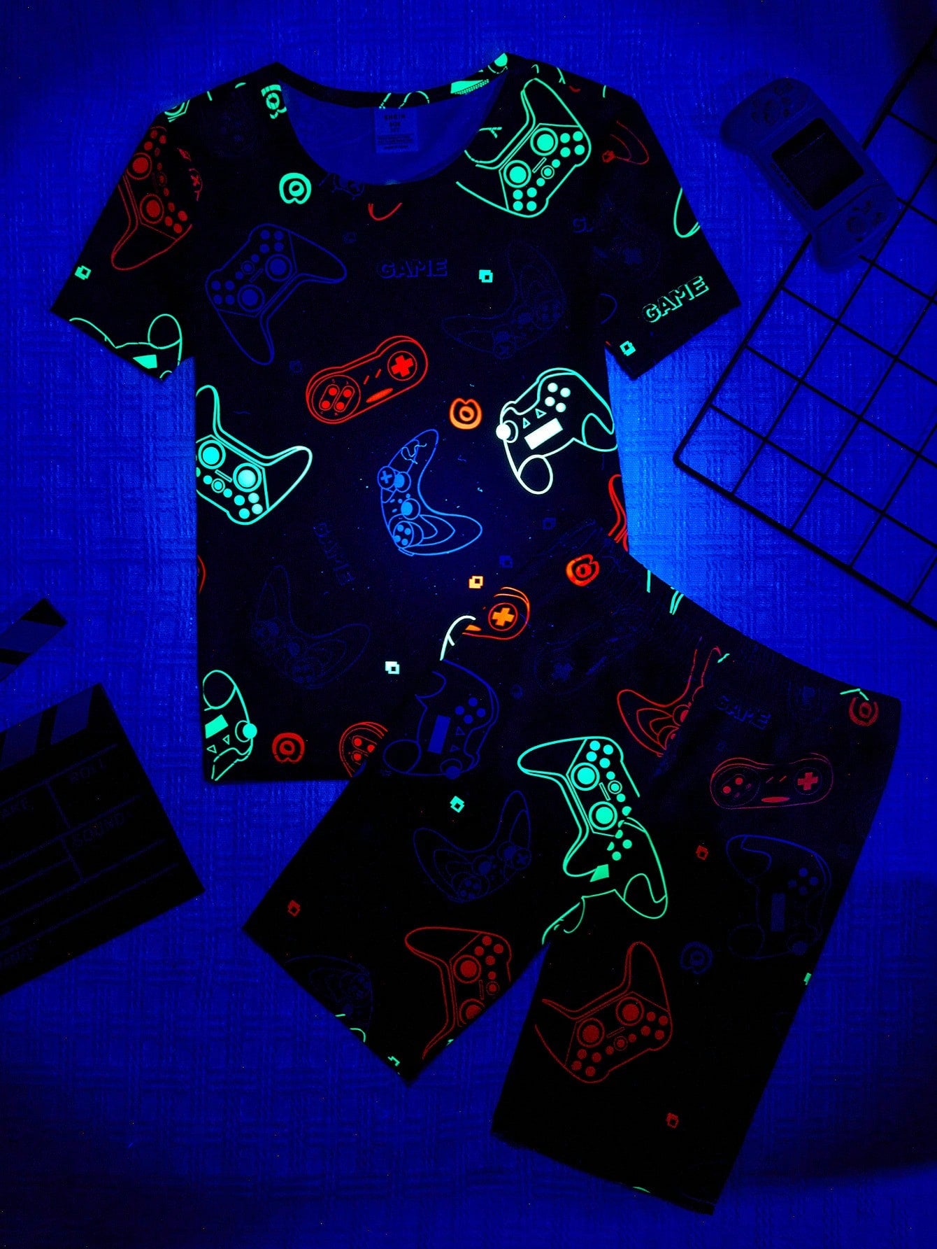 Boy Pajamas - Gamer Print Short Sleeve & Shorts Snug Fit Loungewear