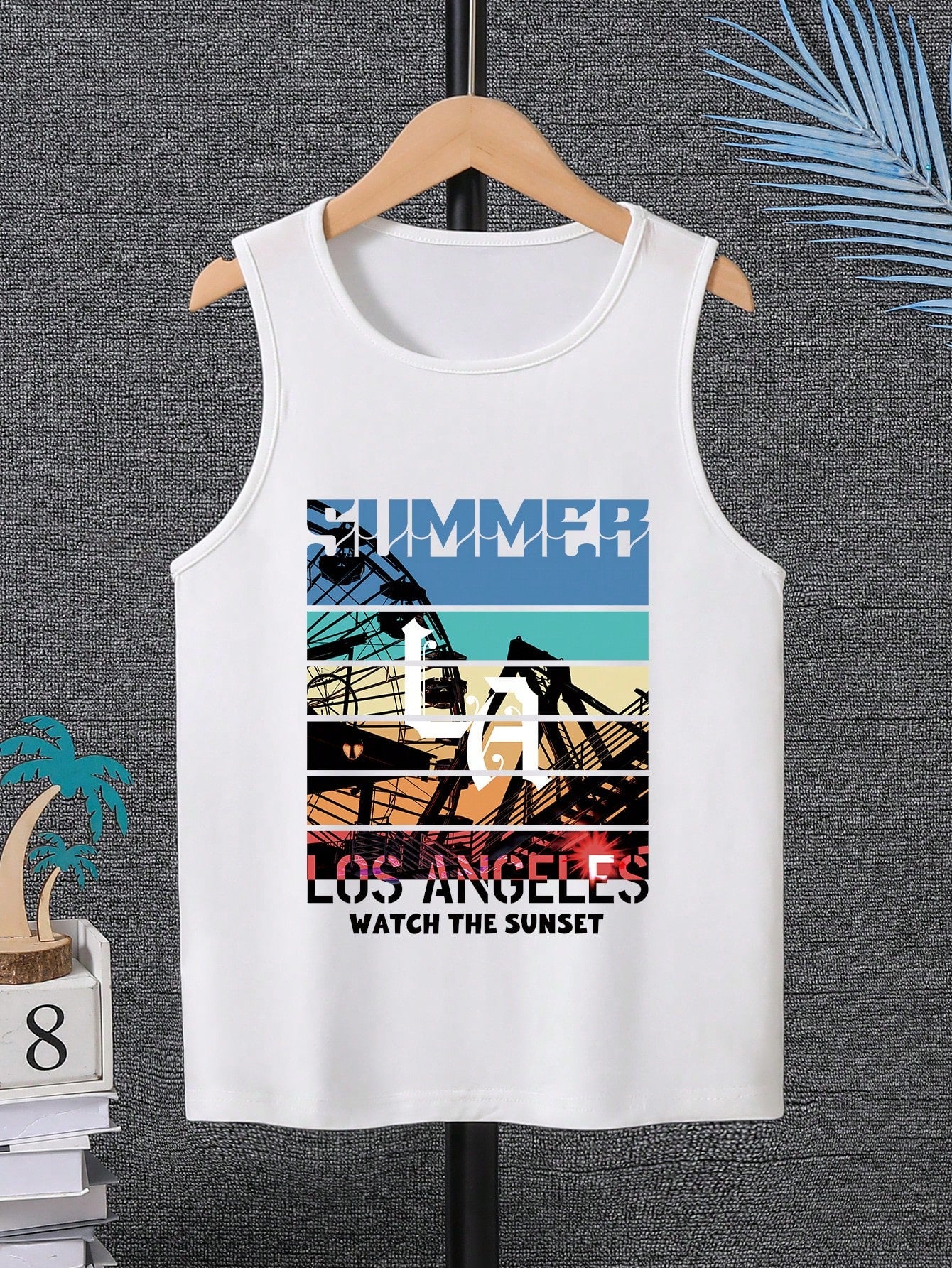 Tween Boy Round Neck Letter Printed Sleeveless Casual Vest, Summer