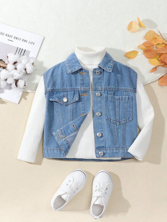 Kids' Casual Unisex Denim Jacket Vest Outerwear