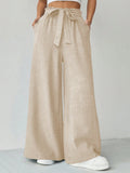 Ladies' Solid Color Simple Daily Tie Waist Long Pants