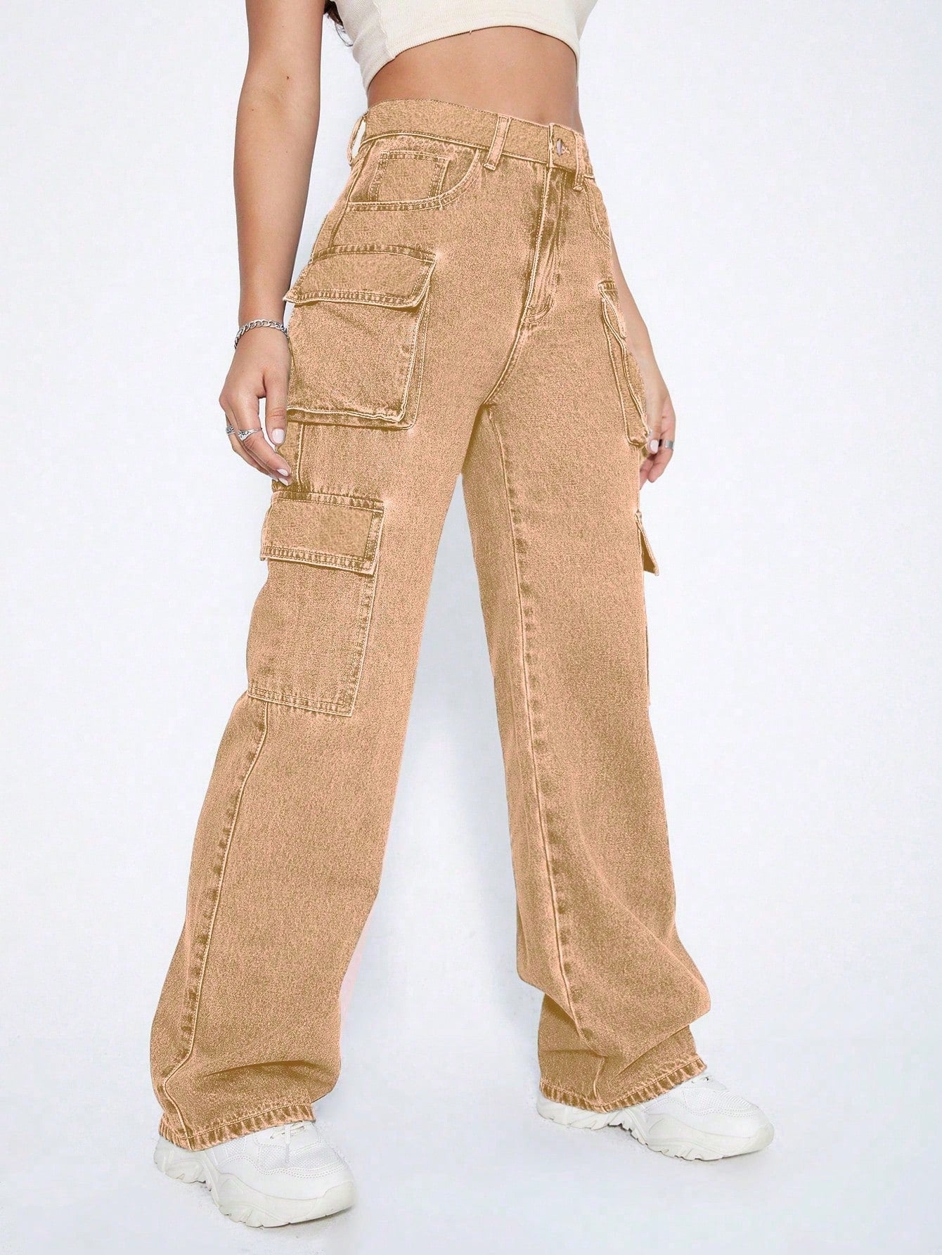 Y2k Black High Waist Flap Pocket Cargo Jeans