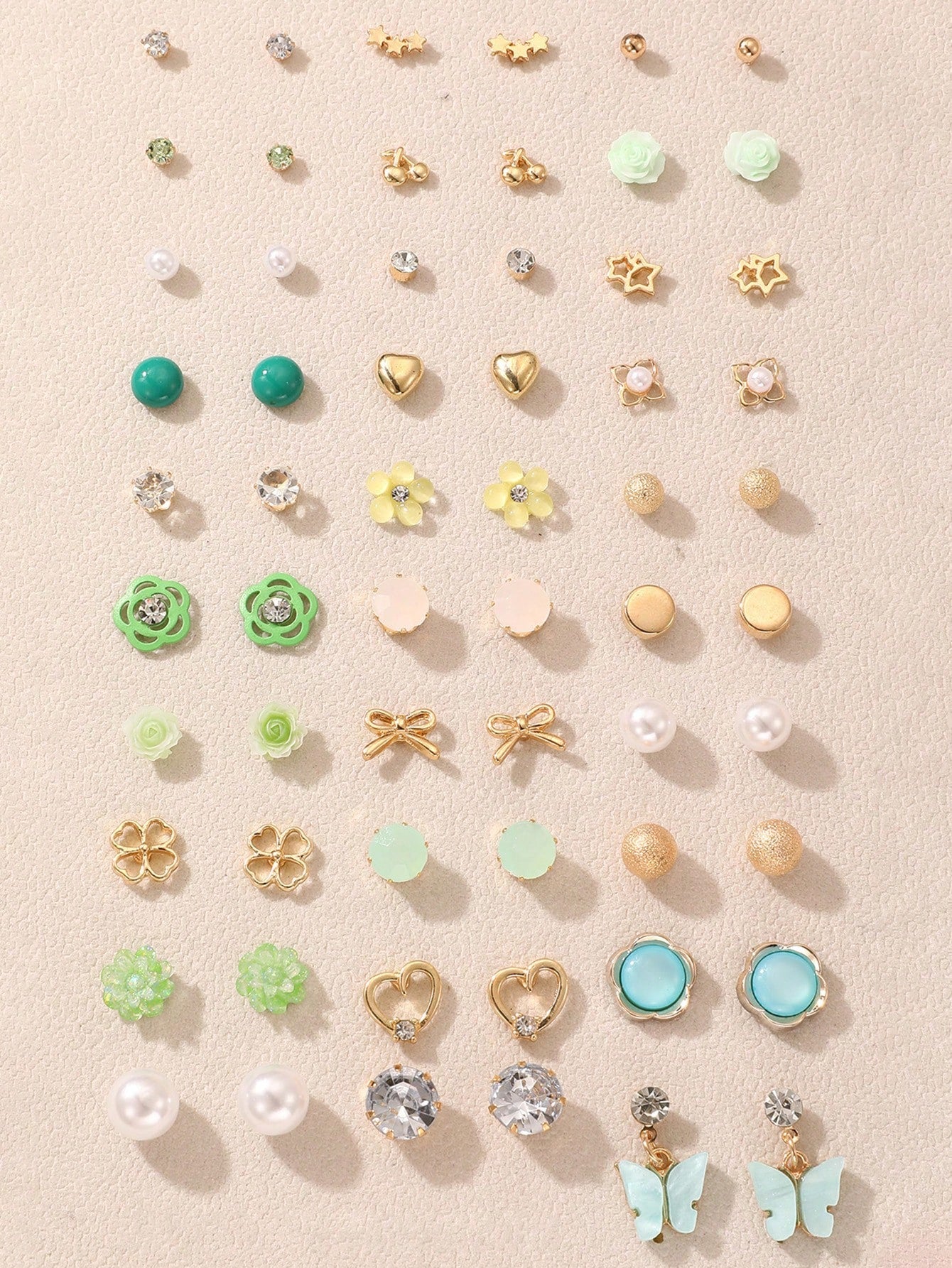 30pairs Assorted Cute Colorful Fashion Stud Earrings Set For Kids