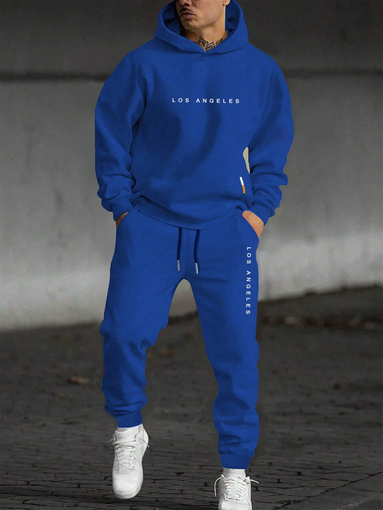 Men's Loose Fit Hoodie And Sweatpants Set With Letter Print