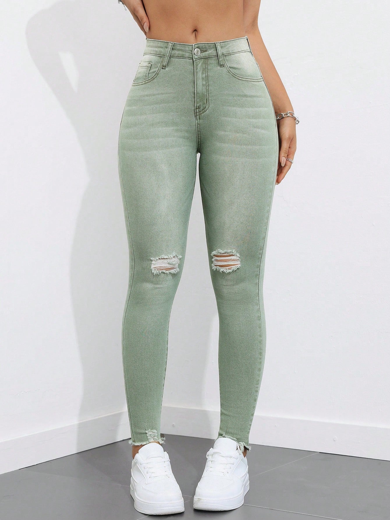 Ripped Raw Cut Skinny Jeans