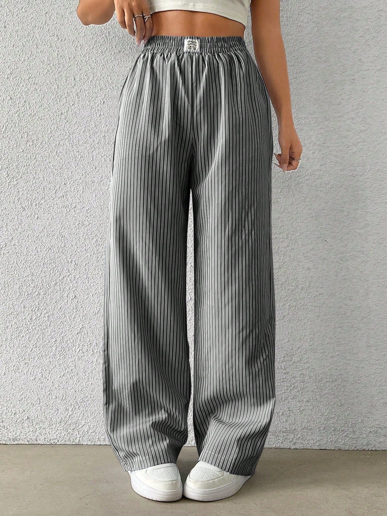 Women's Fashionable Striped Loose Straight Wide Leg Pants