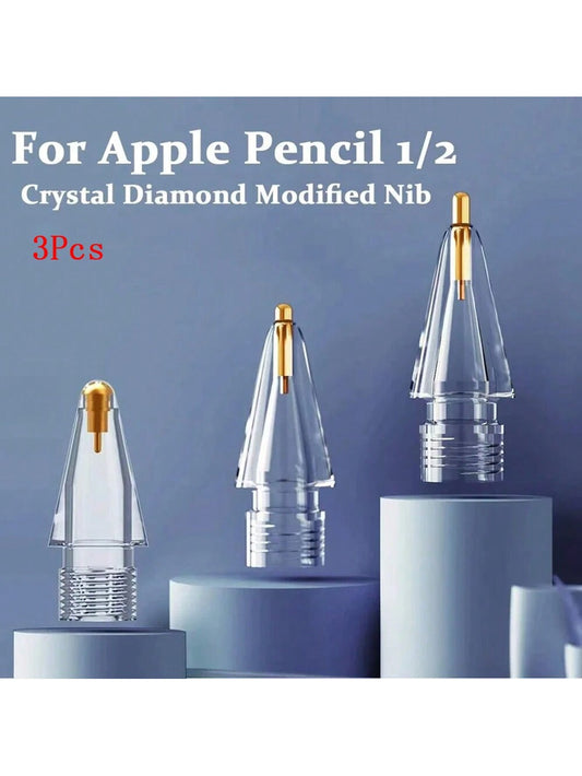 3Pcs Pencil Tips Compatible With Apple Pencil 1/2 Metal Pen Tip Wear-Resistant For IPencil IPad Pro Replacement Touchscreen Pen Spare Nib