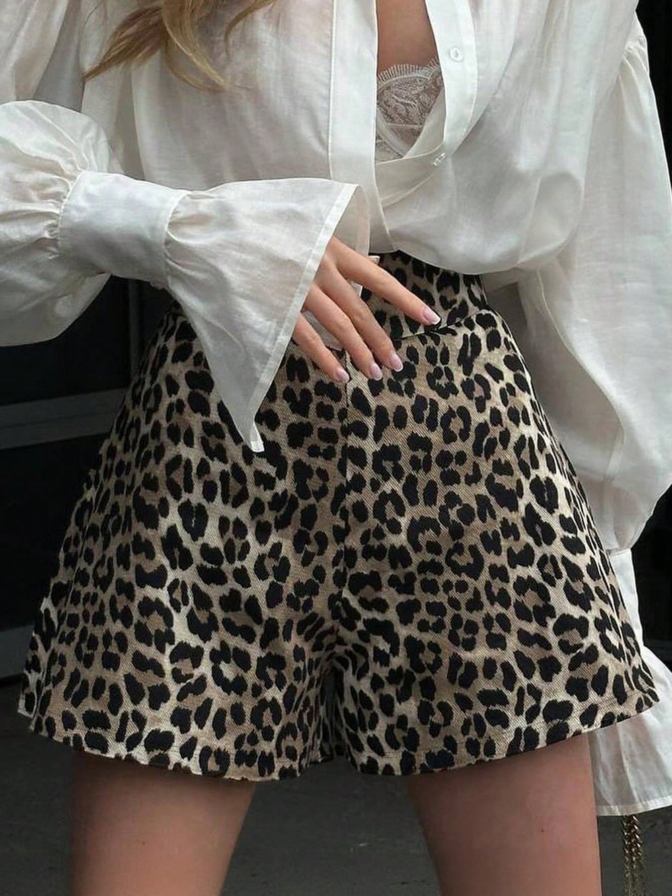 Women's High Waist Loose Leopard Print Shorts