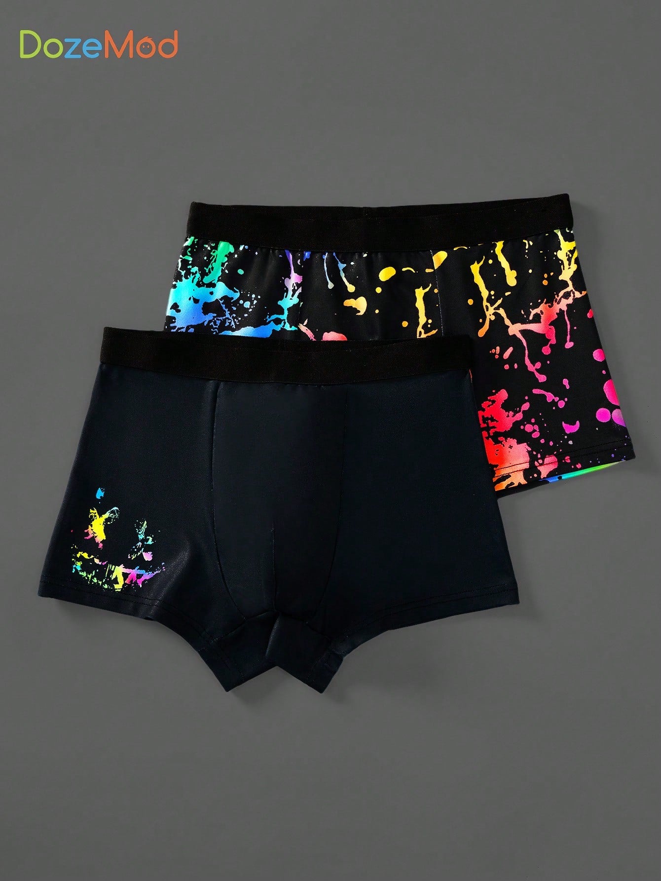 2pcs/Set Tie-Dye Night Glow Pattern Knitted Comfortable And Breathable Boxer Shorts For Tween Boys