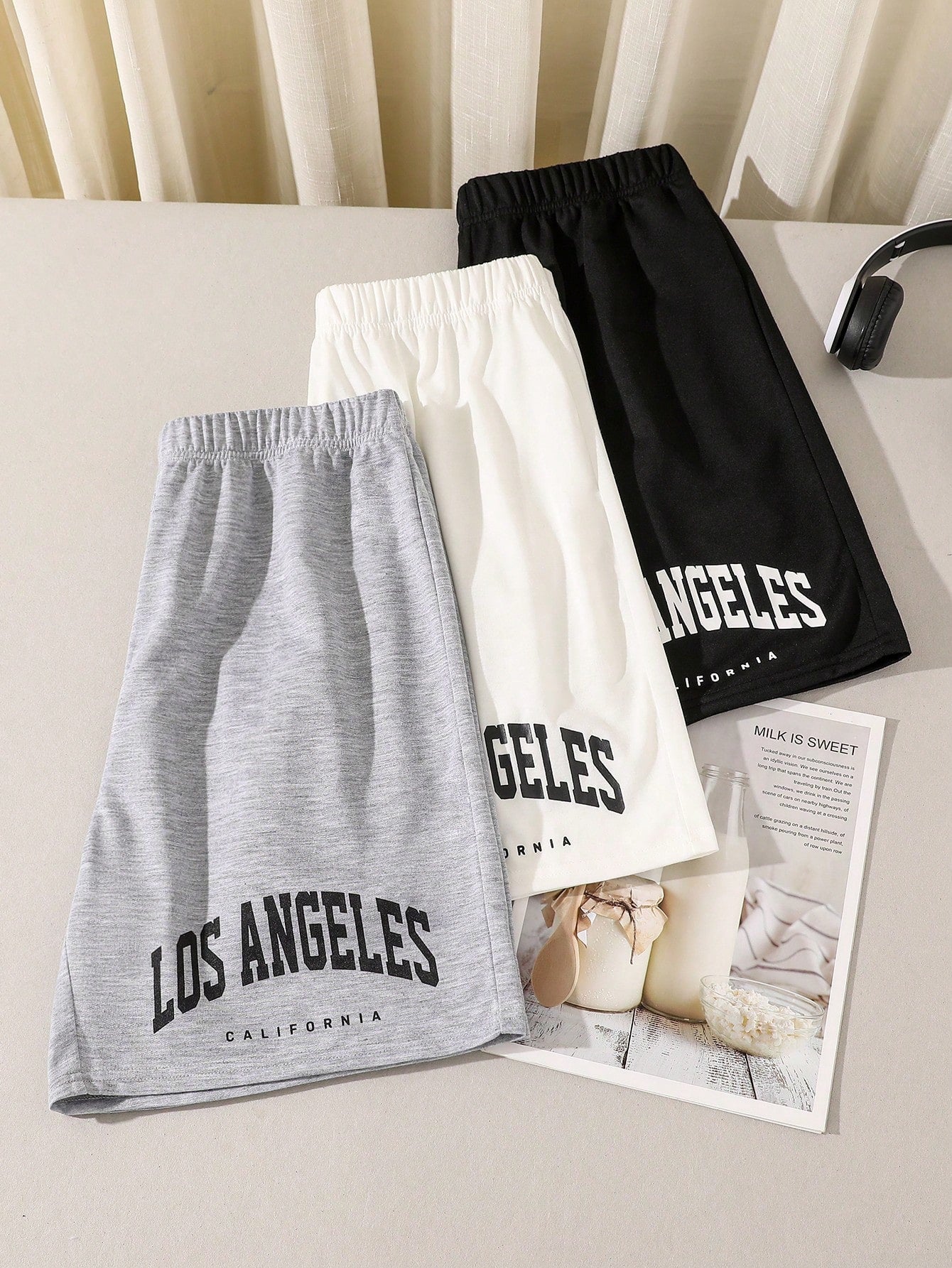 3pcs/Set Teen Boy Casual Knitted Printed Sports Shorts For Spring & Summer