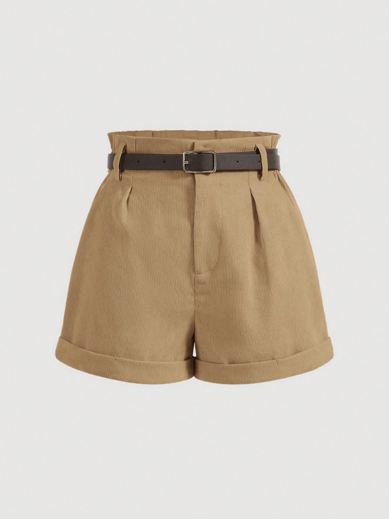 Women's High Waist Corduroy Shorts With Belt