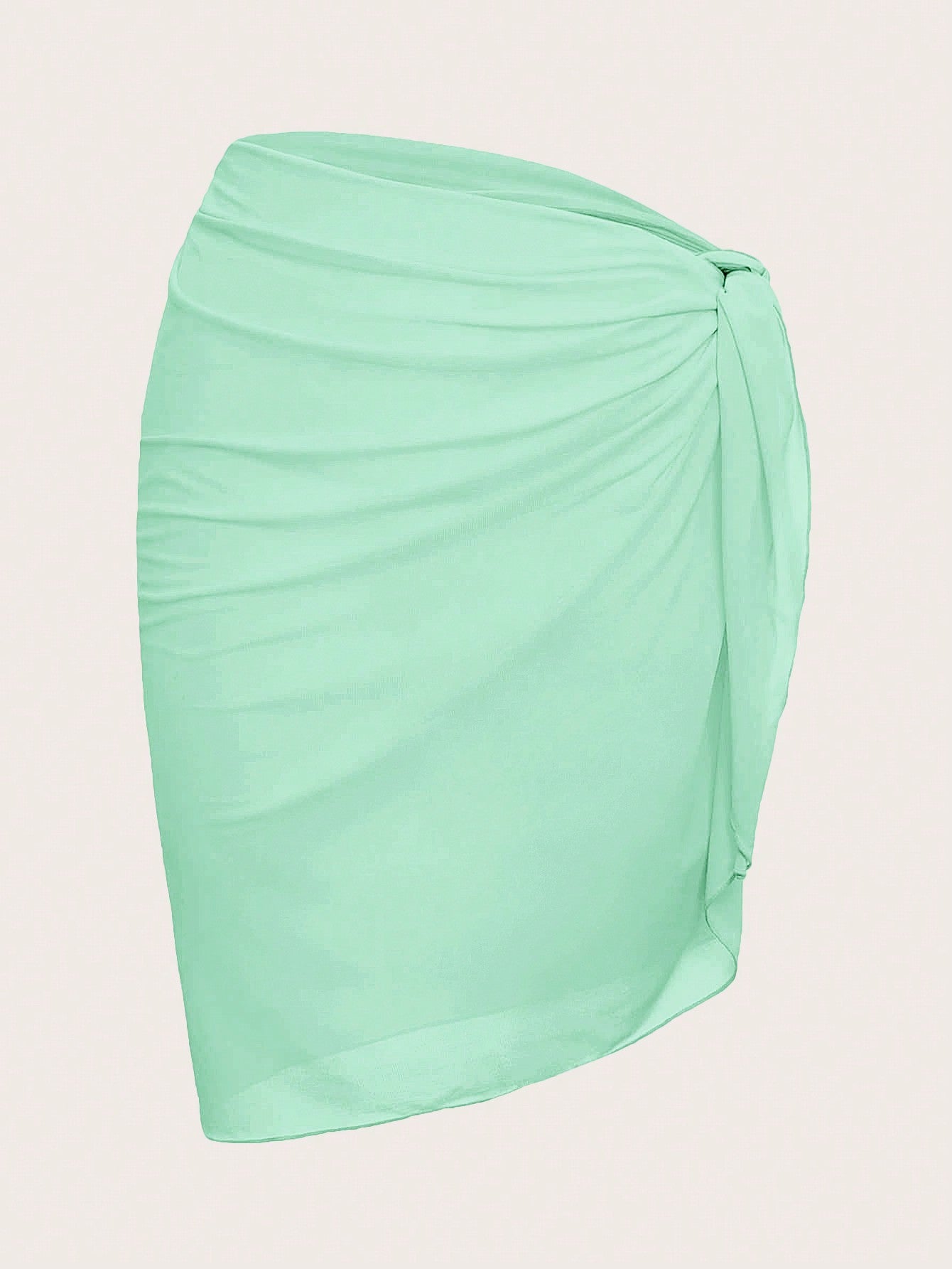 Swim Solid Knot Side Cover Up Wrap Skirt For Summer