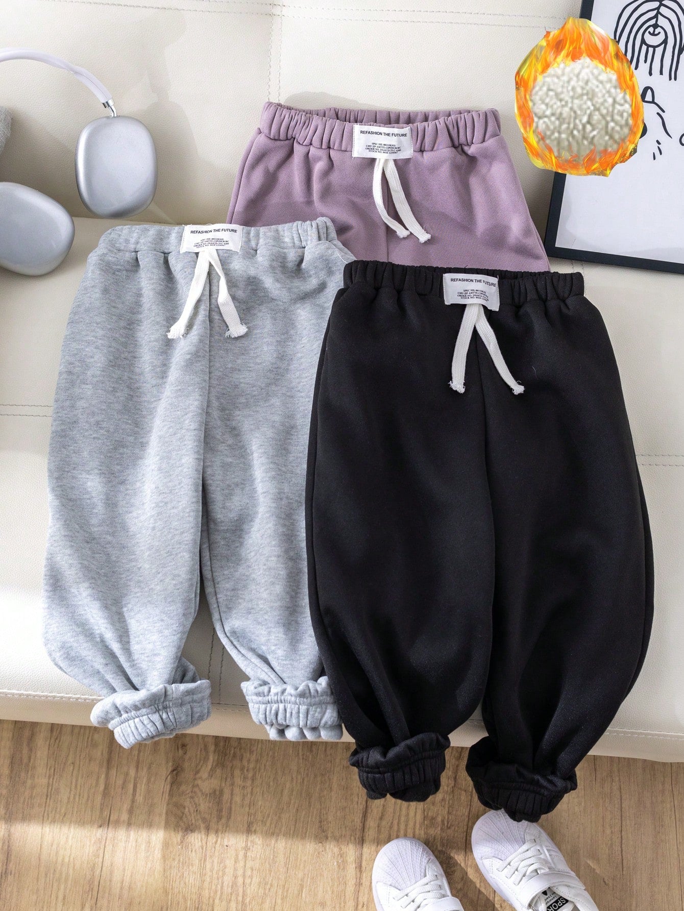 3pcs Young Boys' Casual Striped Waist Decor Loose Knitted Joggers Trousers, 3 Colors(1pc Each) Suitable For Gatherings, Running , School Outfits