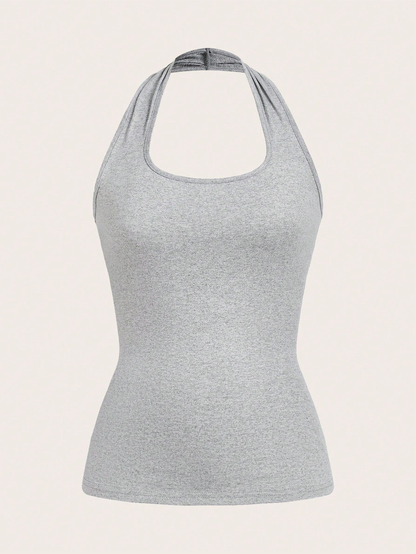 White Sleeveless Casual Halter Top For Women, Suitable For Summer