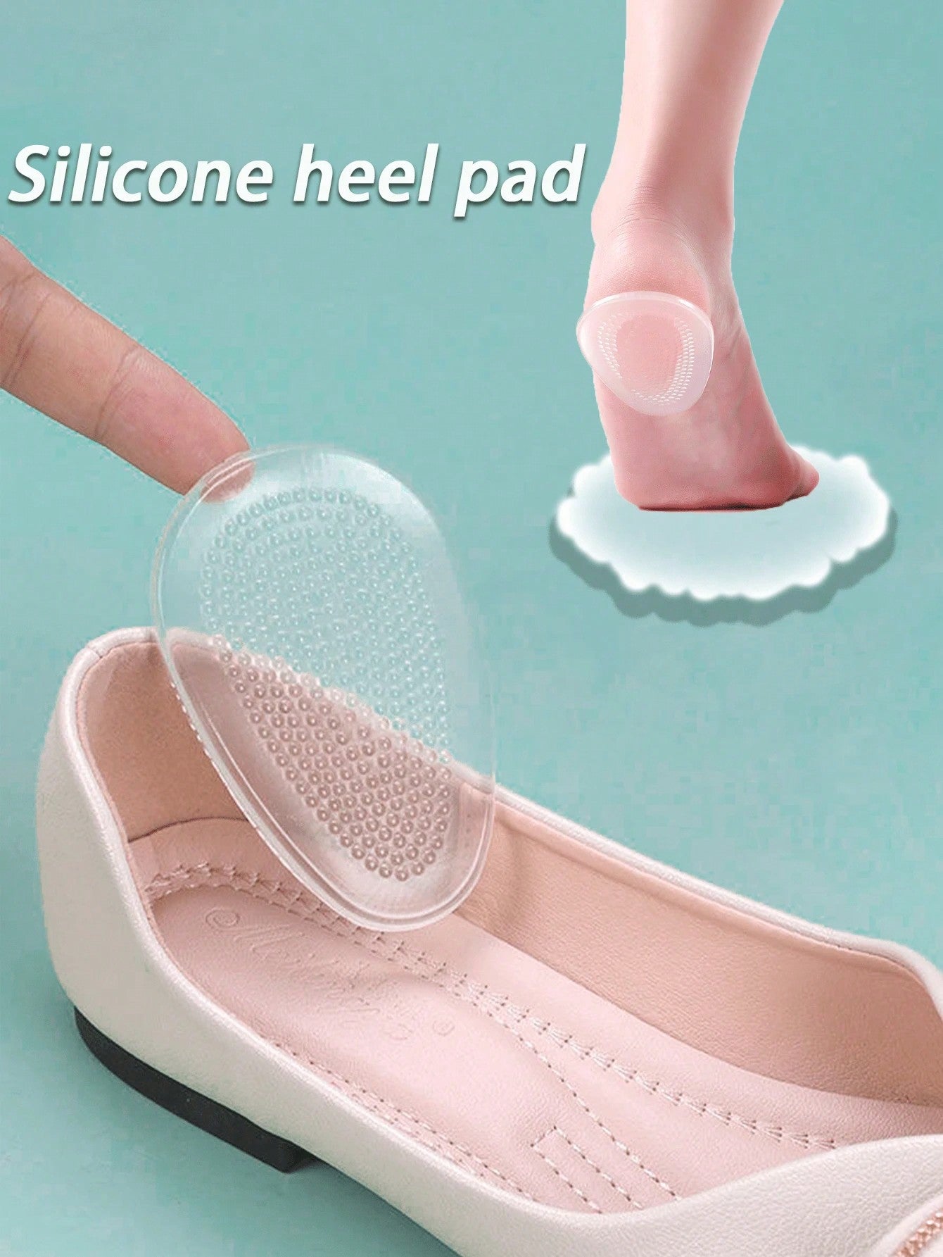 2pcs Unisex Transparent Silicone Heel & Forefoot Cushion Pad For Comfy & Fashionable Shoe Insert