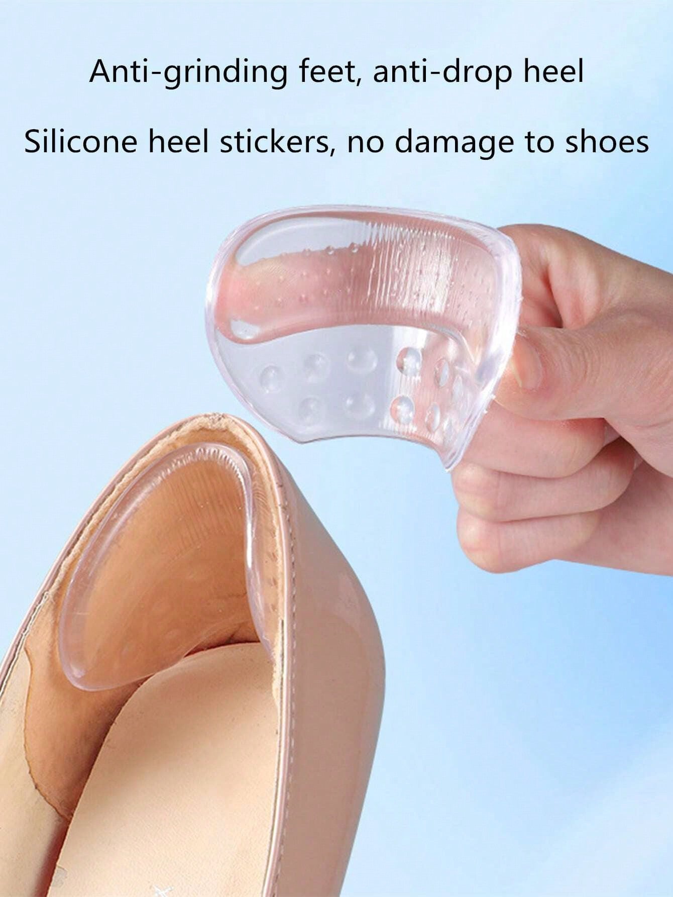 2pcs Unisex Transparent Silicone Heel & Forefoot Cushion Pad For Comfy & Fashionable Shoe Insert