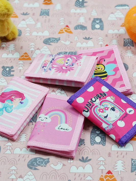 1pc Cute Cartoon Pink Tri-Fold Children's Wallet, Gift For Girls For Daily Use