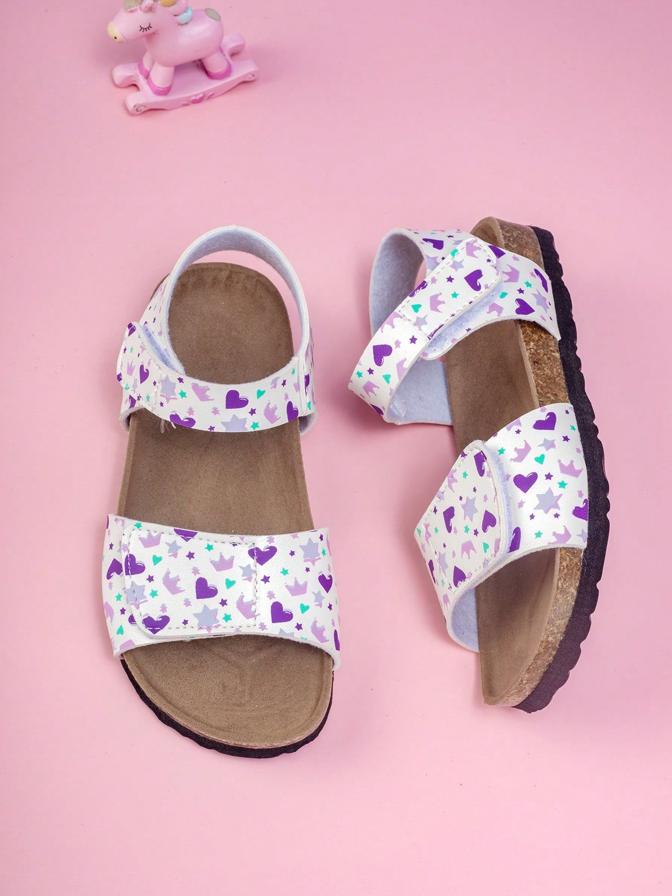 1pair Comfortable And Fashionable Classic Girls' Flat Sandals