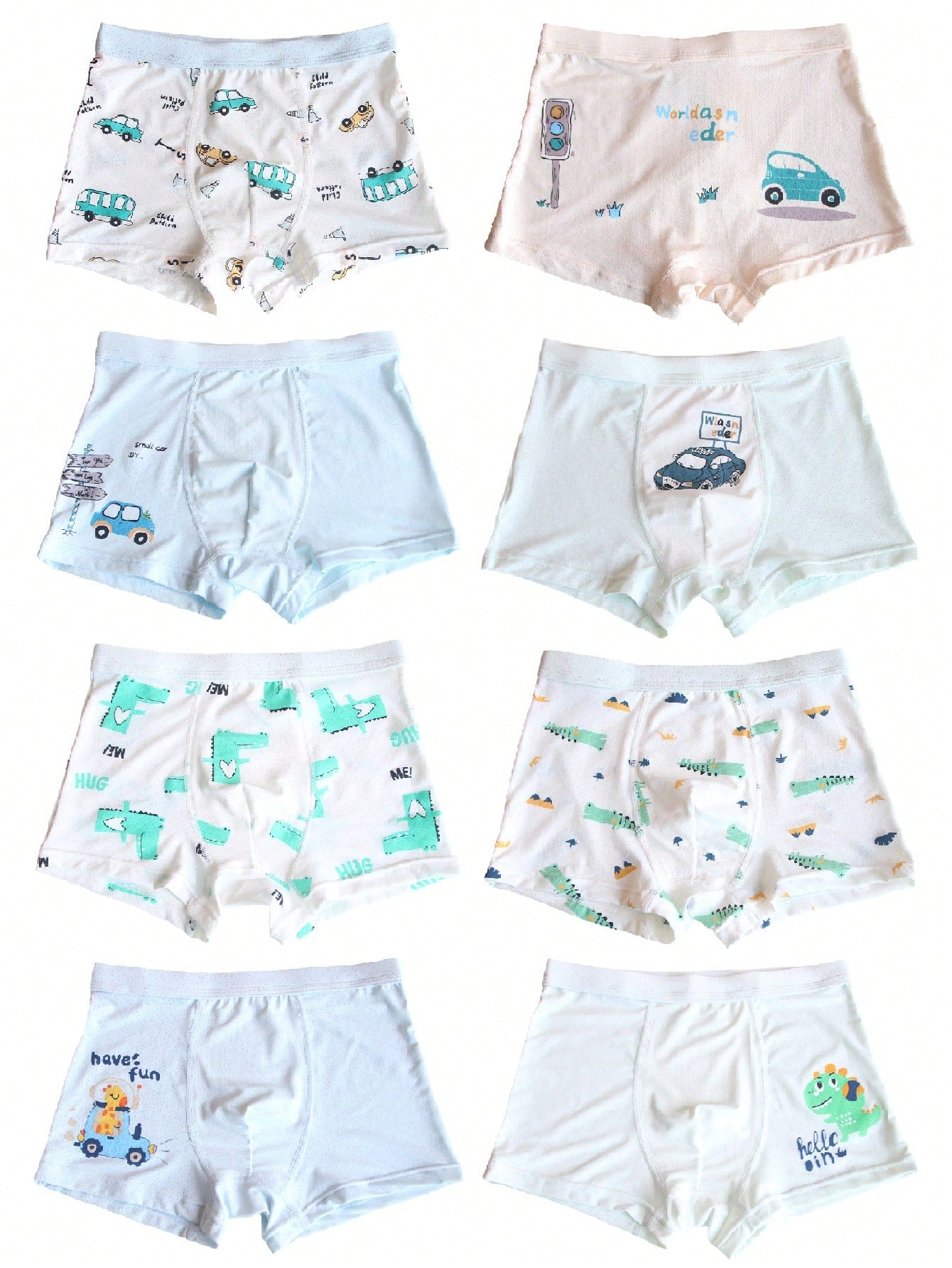 8 Pcs/Set 4Y-12Y Boy's Boxers Ice Silk Summer Antibacterial Mesh Thin Underwear Kids' Shorts Comfortable And Breathable