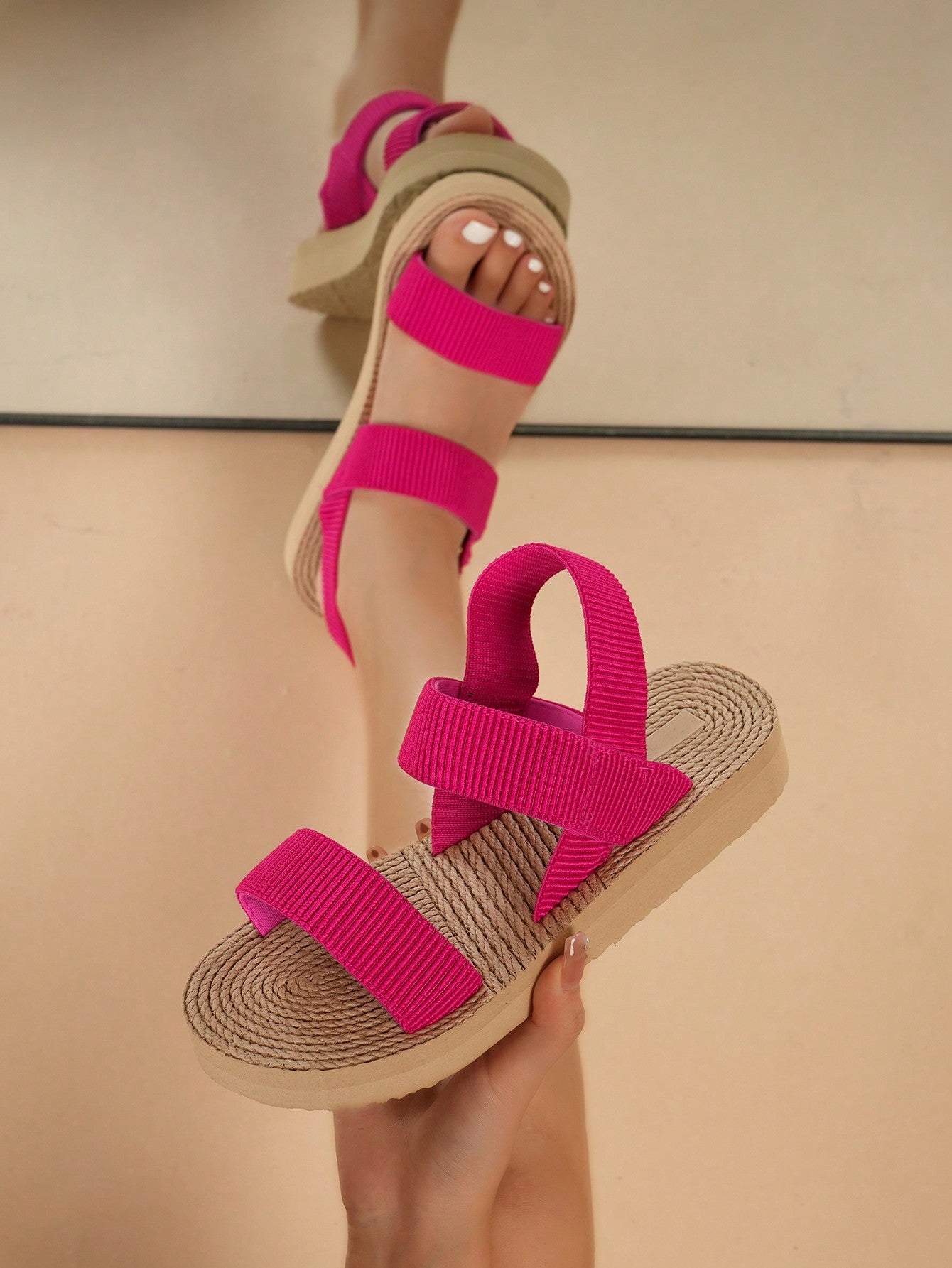 Summer Women's Wedge Sandals With Woven Fabric Strap, Low Wedge Heel Sandals, Great For Casual Beach Or Vacation