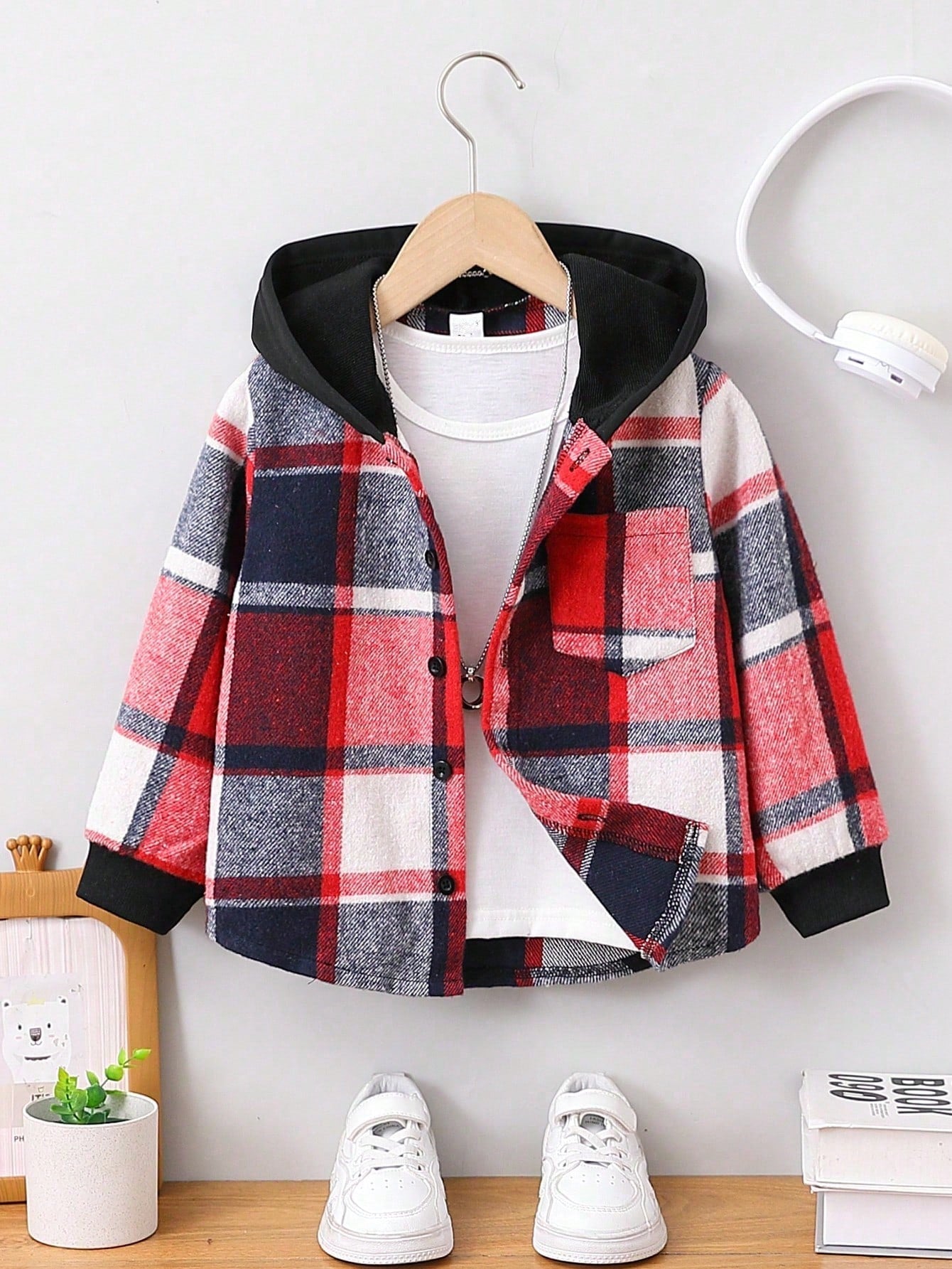 Toddler Boys' Spring/Autumn New Plaid Fabric Jacket