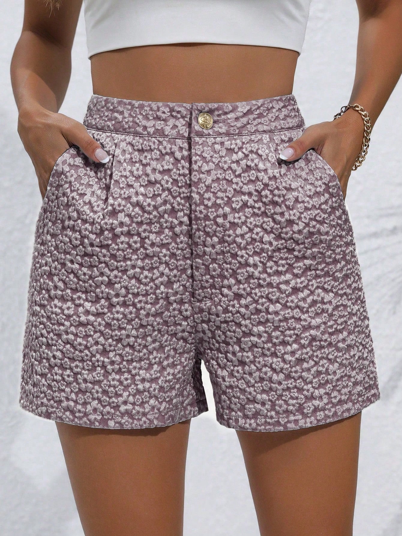 Random Jacquard Shorts With Diagonal Pockets