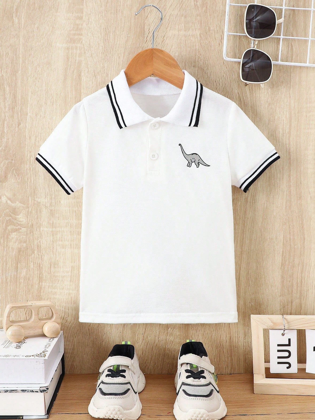 Summer New Dinosaur Print College Style Boys' Polo Shirt